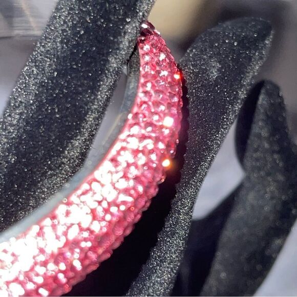 Pink crystal sparkling Pave Marked Stainless Steel Slip-on Bracelet - Picture 6 of 9